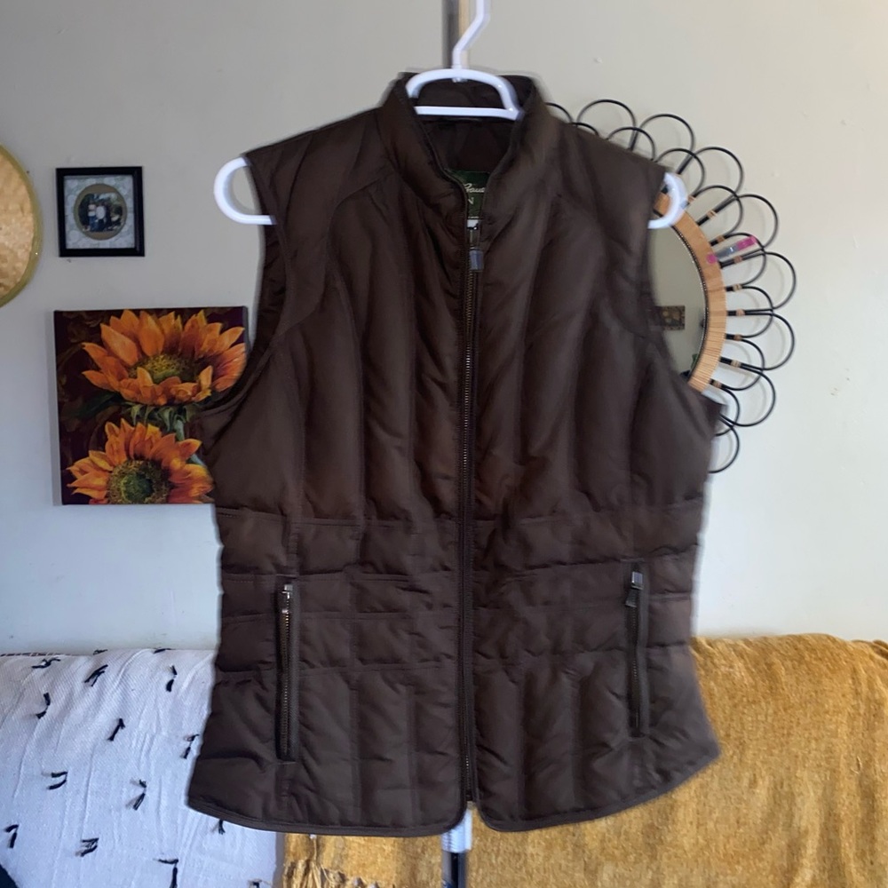 Down Quilted Puffer Vest Chocolate Brown  Eddie Bauer Size Medium